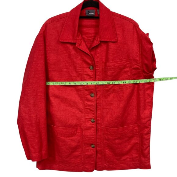 Lizwear Vintage Red Jacket Blazer Size Medium, Woven Ramie Cotton Boxy Pockets - Picture 3 of 7